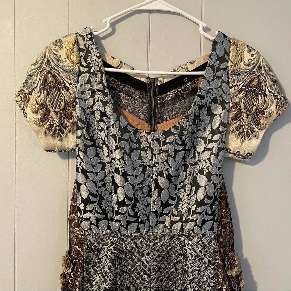 Beguile by Byron Lars Anthro “Noemi” Brocade Lace Print Sheath Dress – Size 2